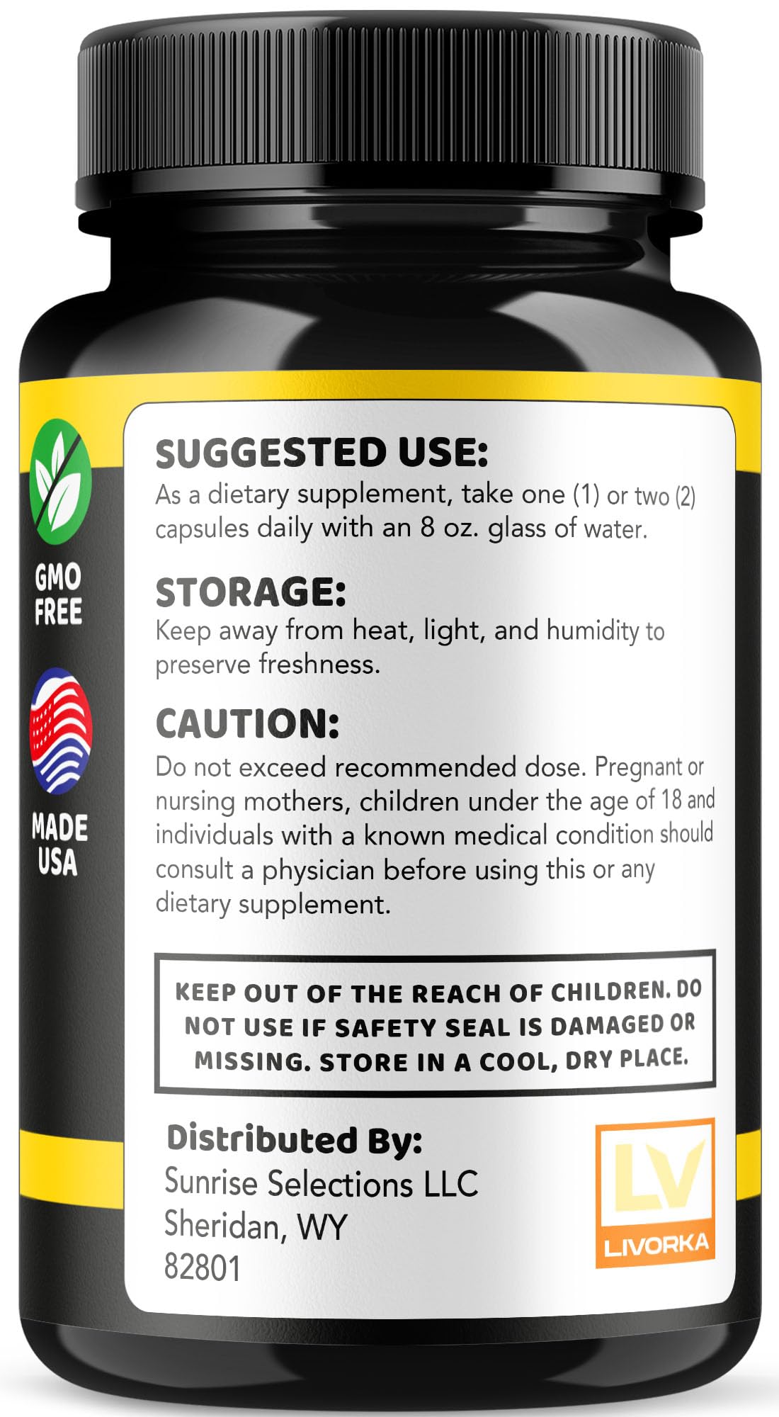Livorka BoosterXT bottle with glossy label under natural light for premium packaging