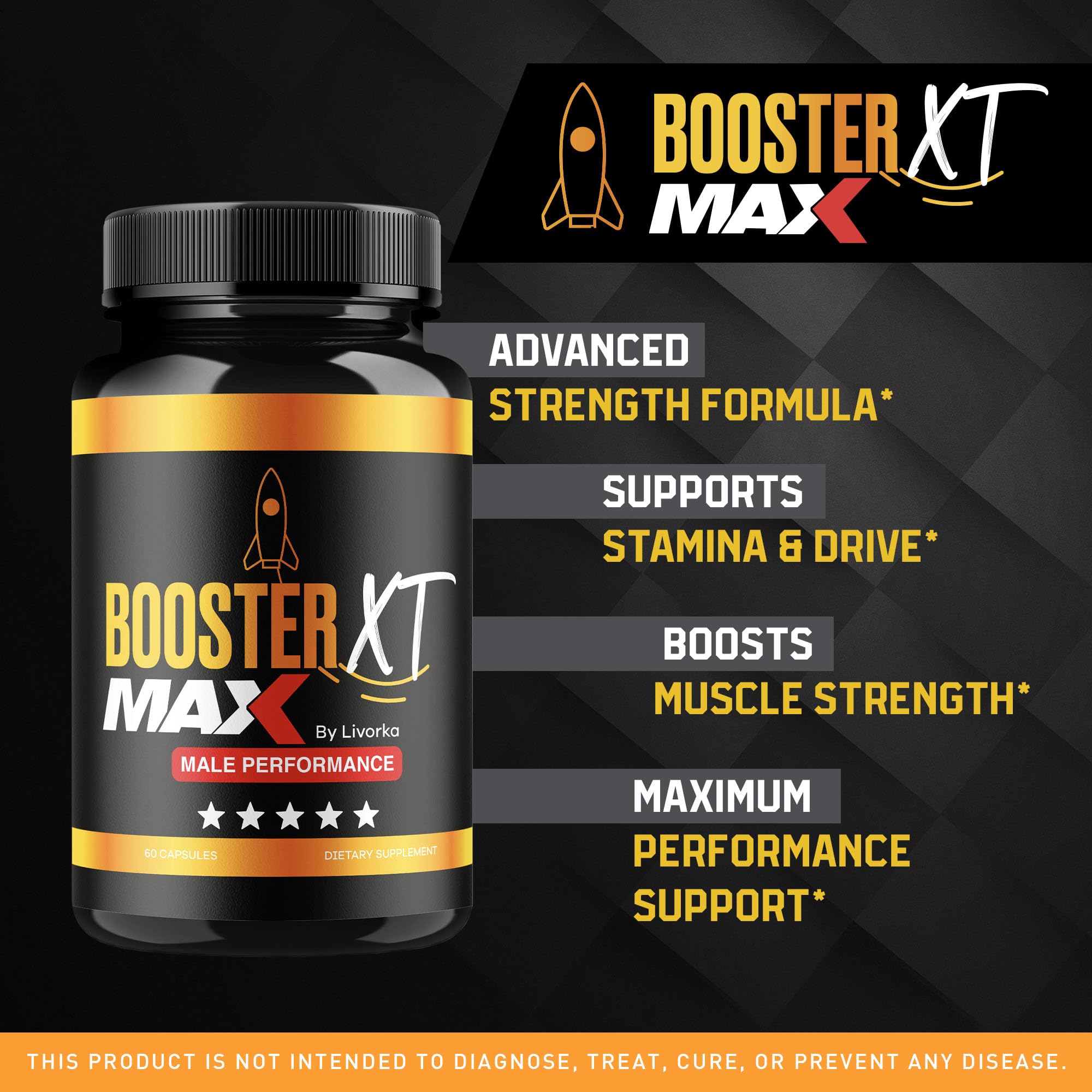 Livorka BoosterXT capsules pouring from the bottle for convenient daily routine