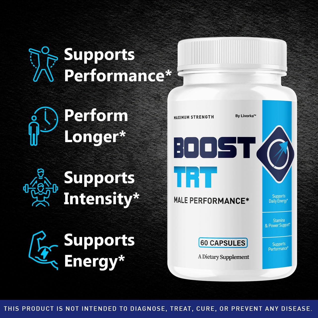 BoostTRT capsules close-up showcases easy-to-take daily capsules.