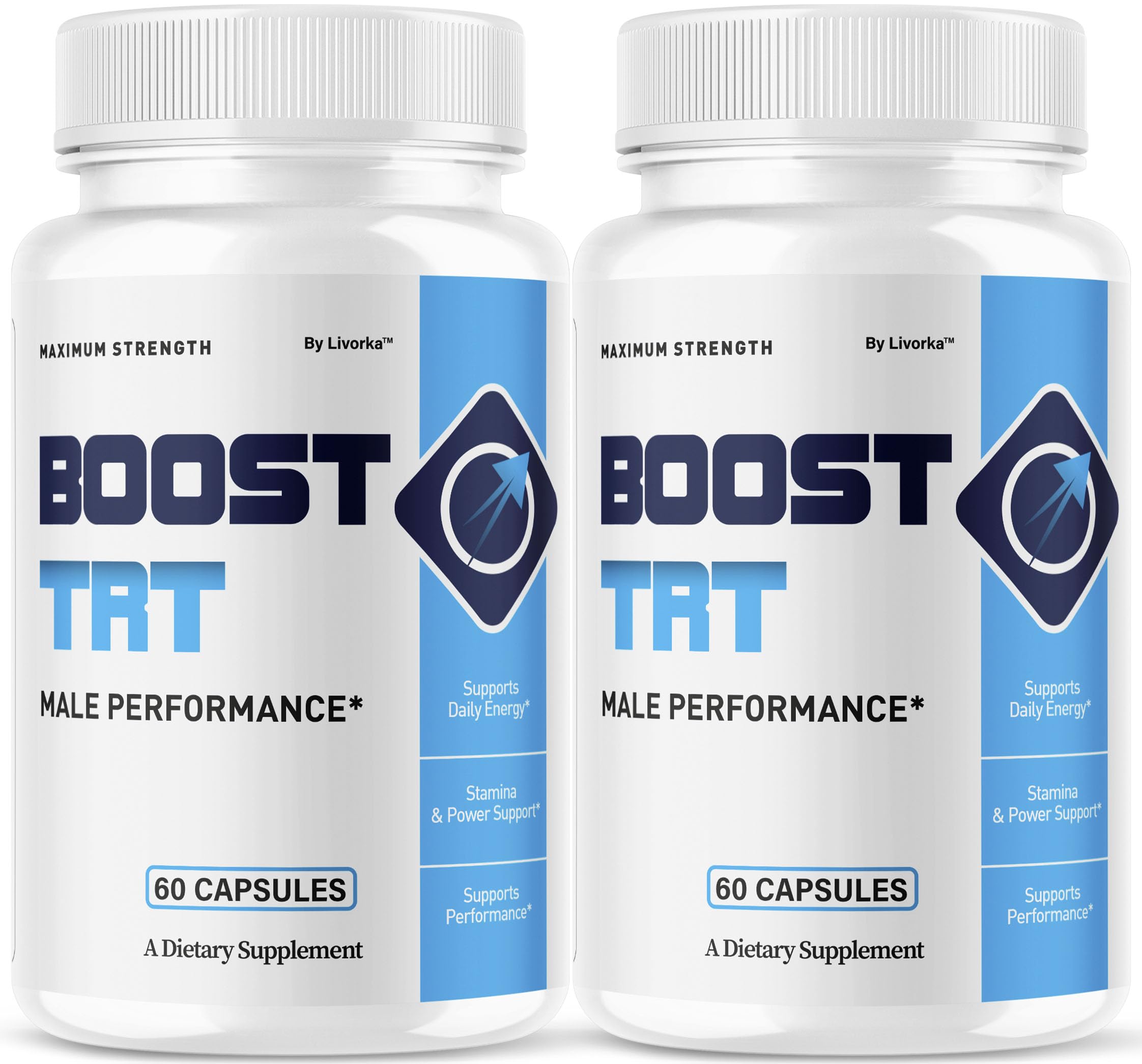 LIVORKA BoostTRT bottle and label signaling premium daily vitality.