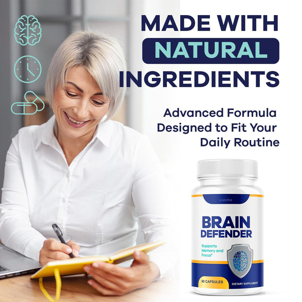 LIVORKA Brain Defender 2 pack box showcases convenient daily supplementation.