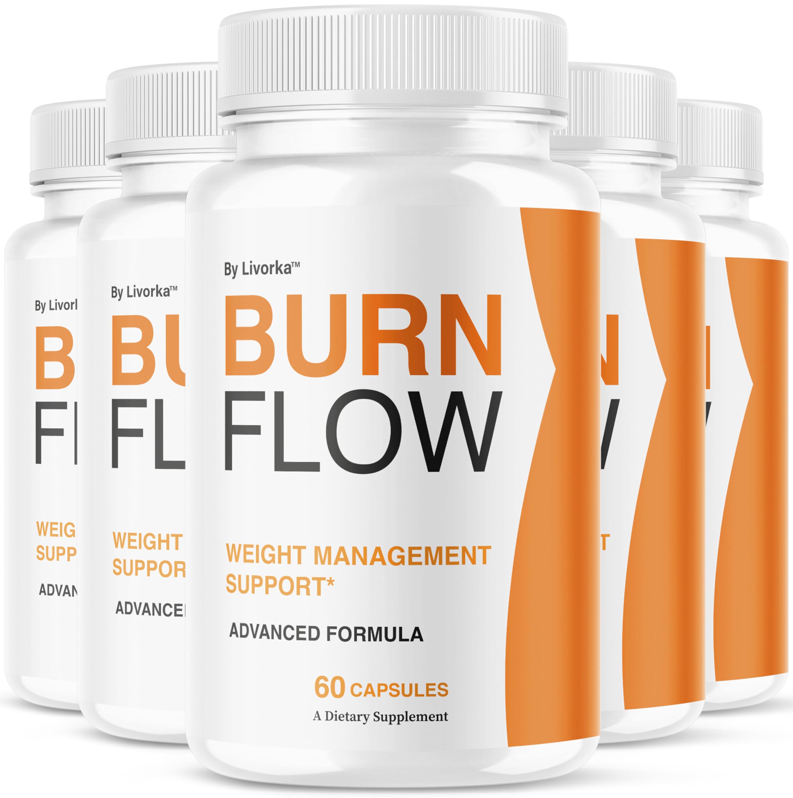 LIVORKA Burn Flow bottle front showing premium packaging for digestive support