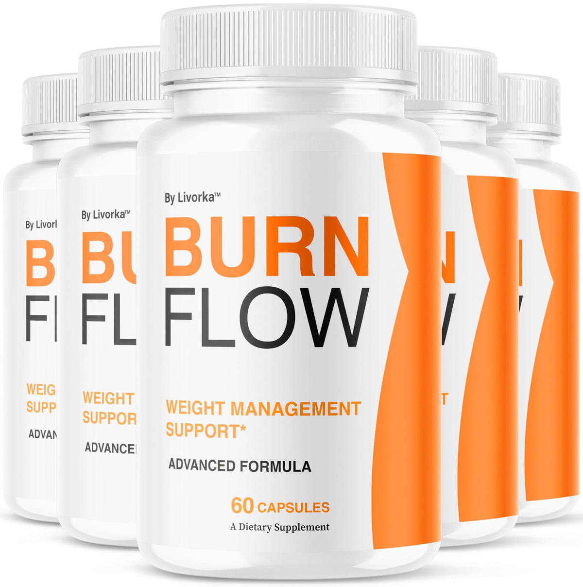 LIVORKA Burn Flow bottle front showing premium packaging for digestive support