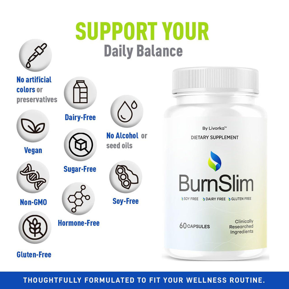 LIVORKA Burn Slim capsules made in USA with GMP-certified quality label.