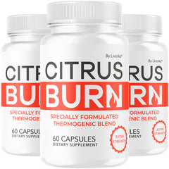 LIVORKA Citrus Burn Capsules bottle close-up showing a premium all-natural wellness formula.