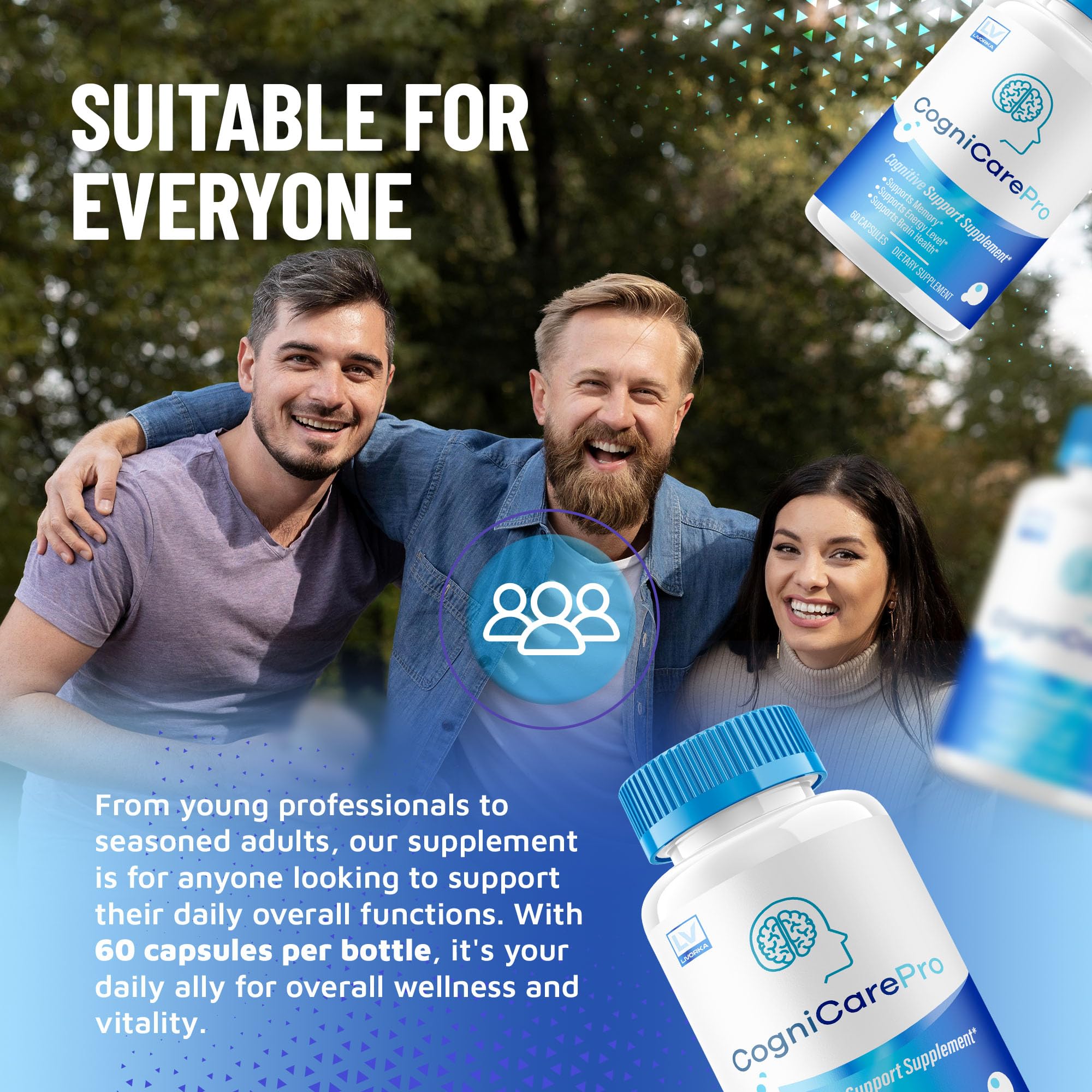 LIVORKA Cognicare Pro bottle pouring capsules into hand.
