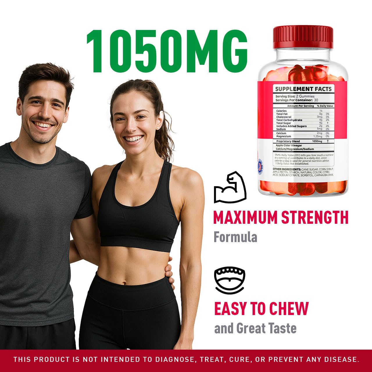 LIVORKA Duo Keto ACV Gummies gummies closeup, chewy texture and fruity apple flavor