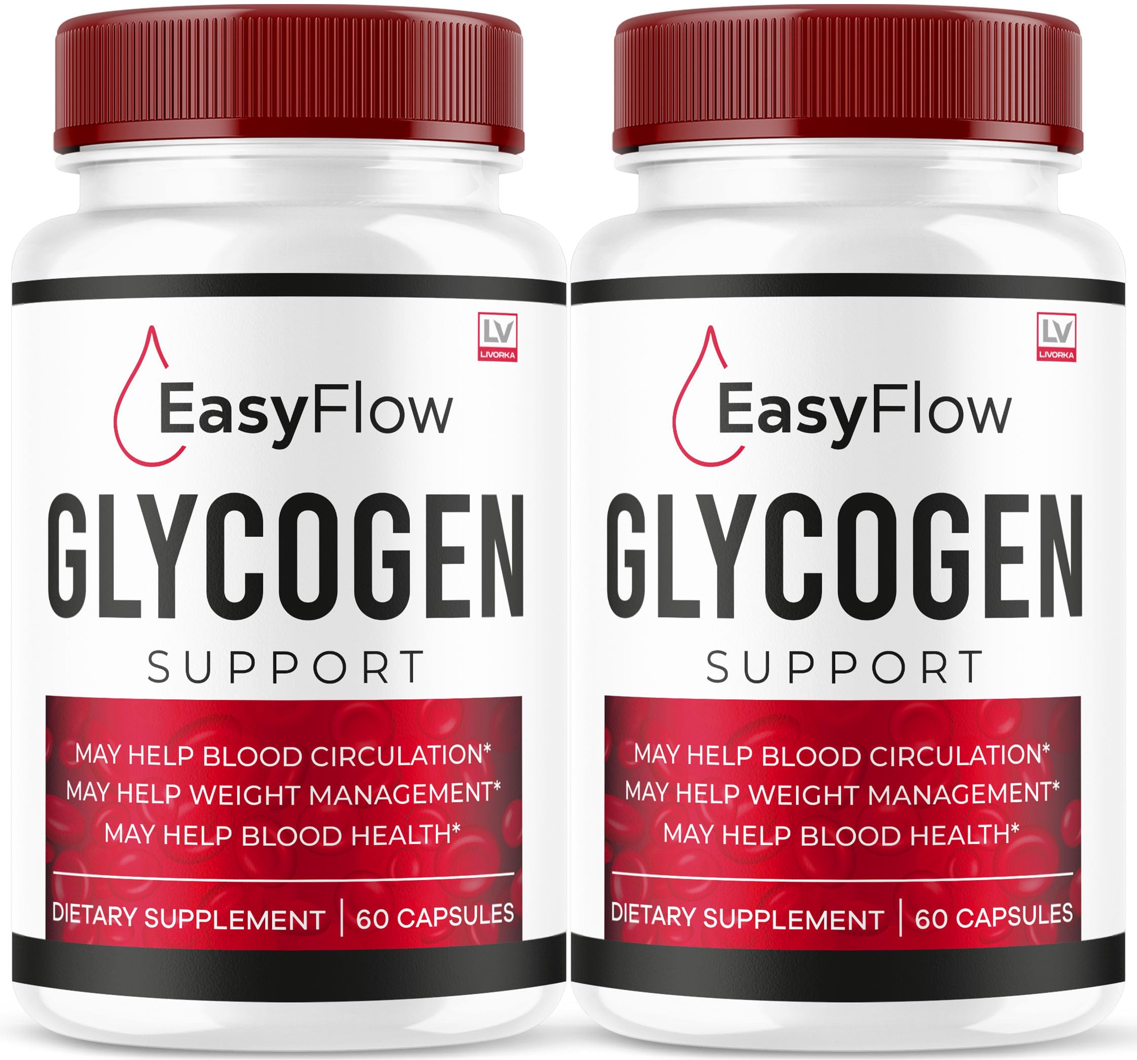 LIVORKA Easy Flow Glycogen bottle front for daily wellness support.