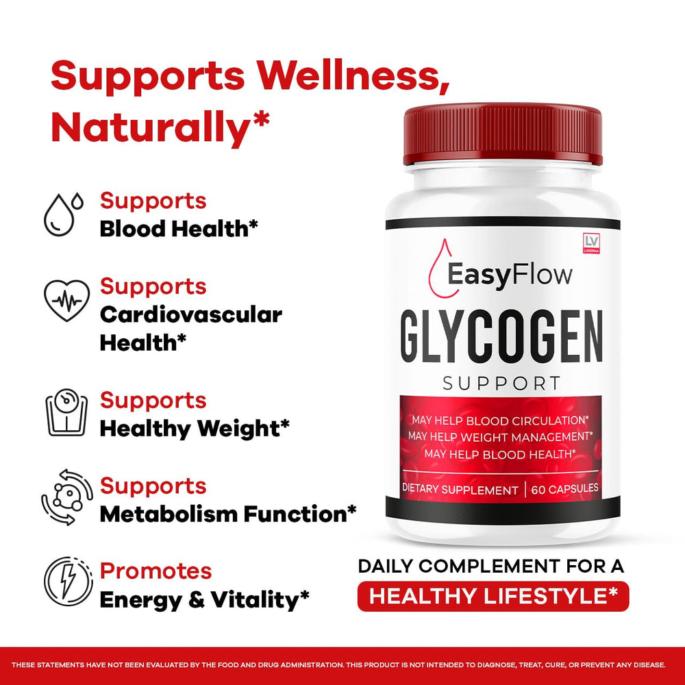 LIVORKA Easy Flow Glycogen label view highlights vegan, non-GMO formula.