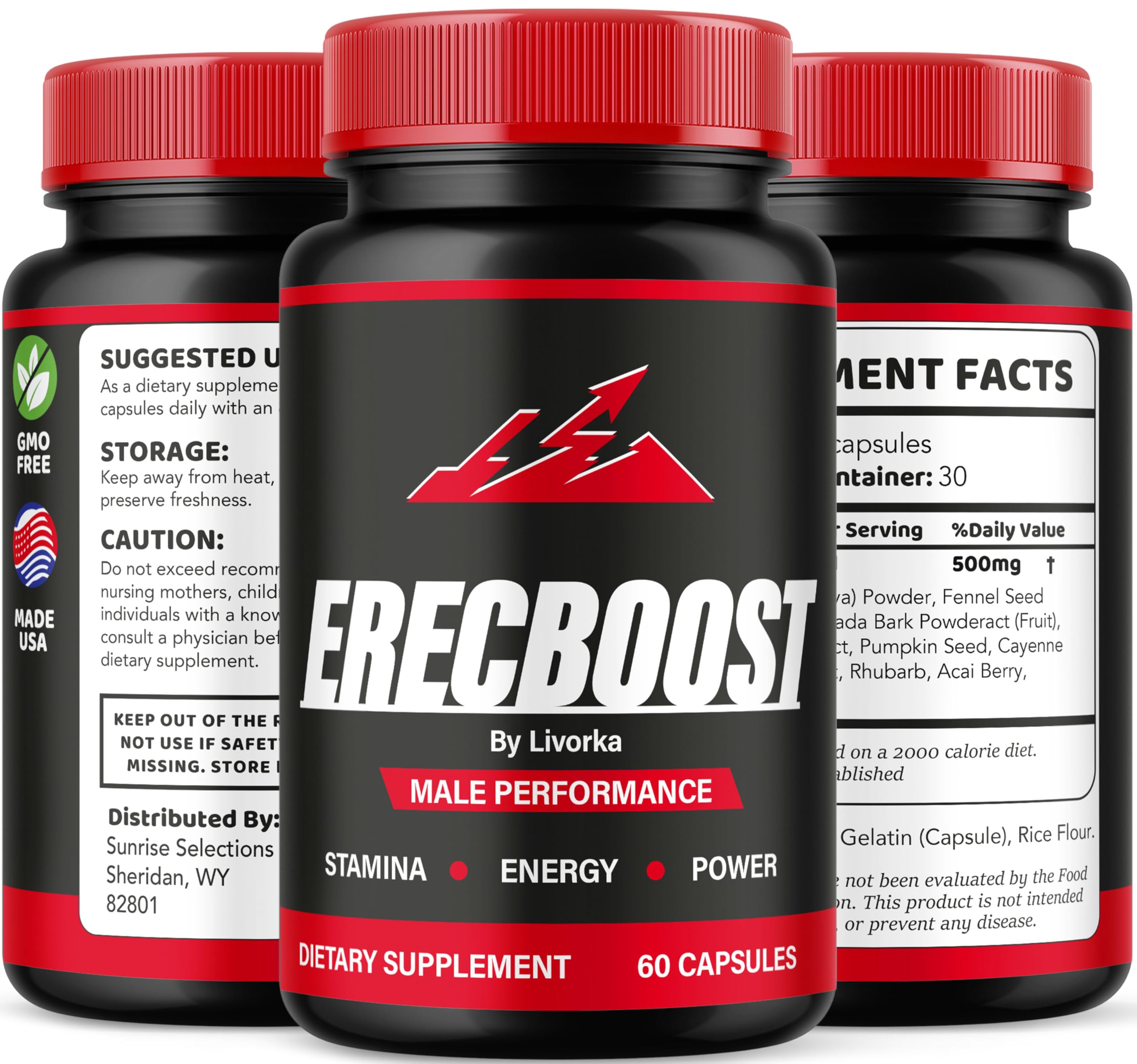 LIVORKA ErecBoost capsules pack—convenient daily supplement for men.