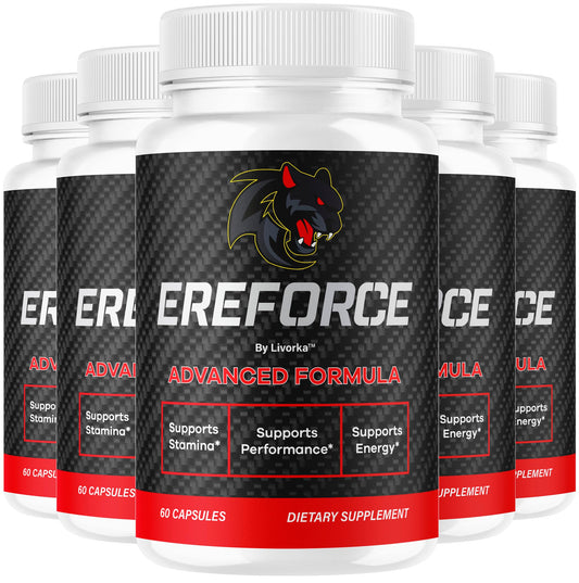 LIVORKA Ereforce bottle front view for daily wellness with premium capsules.
