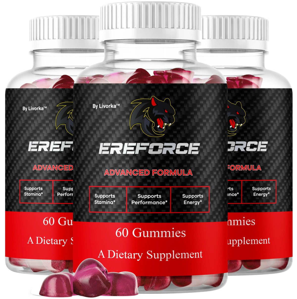 LIVORKA Ereforce gummies bottle front for daily wellness