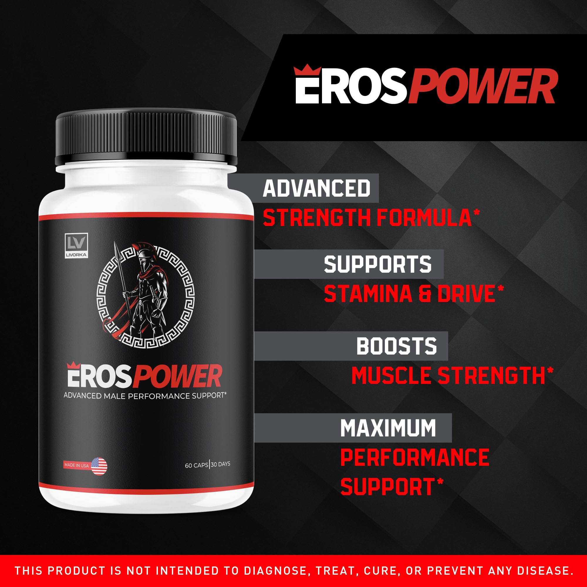 LIVORKA Eros Power advanced formula label for clear, easy-to-understand benefits.