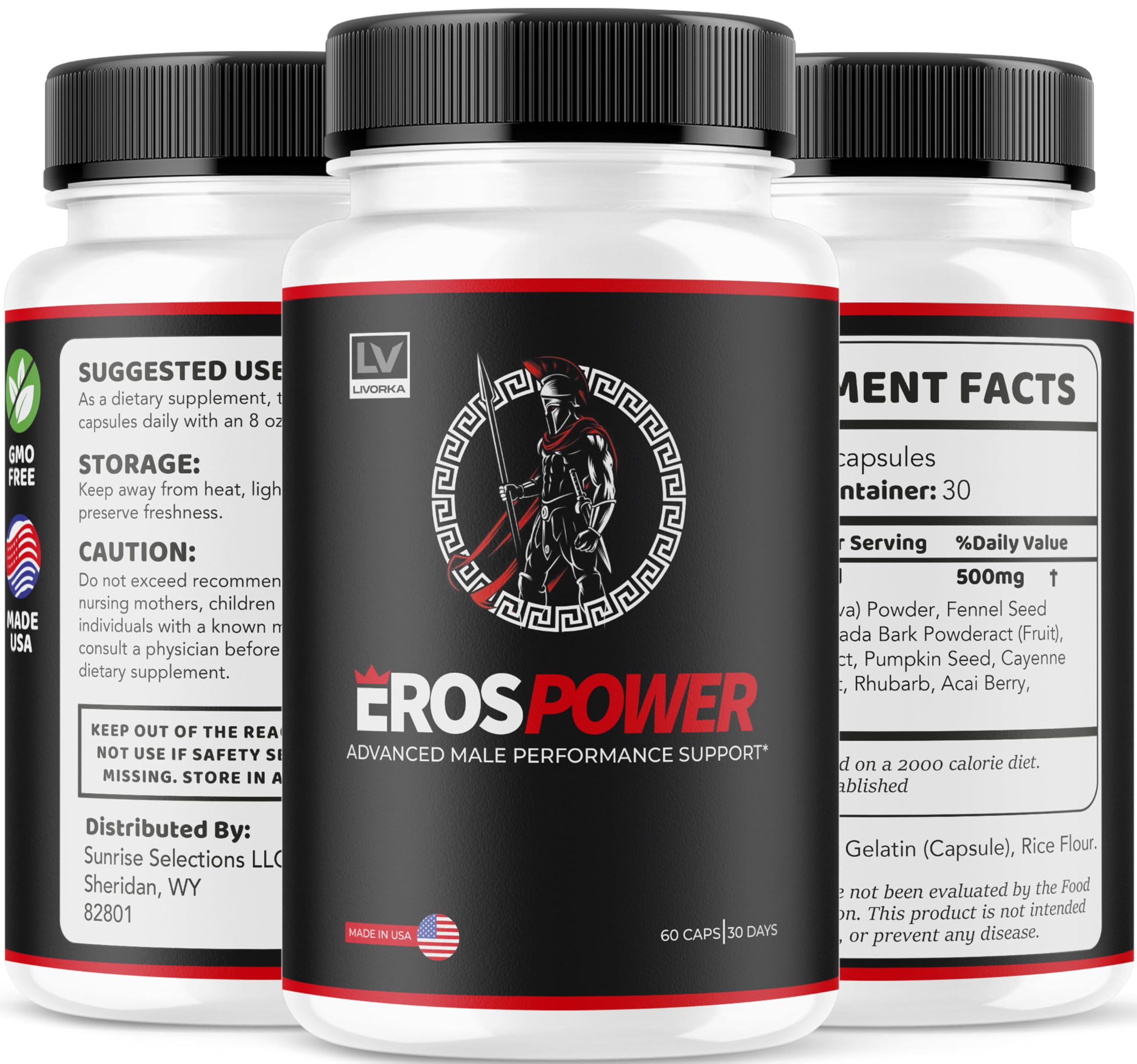 LIVORKA Eros Power label and packaging show clear use instructions for safety.
