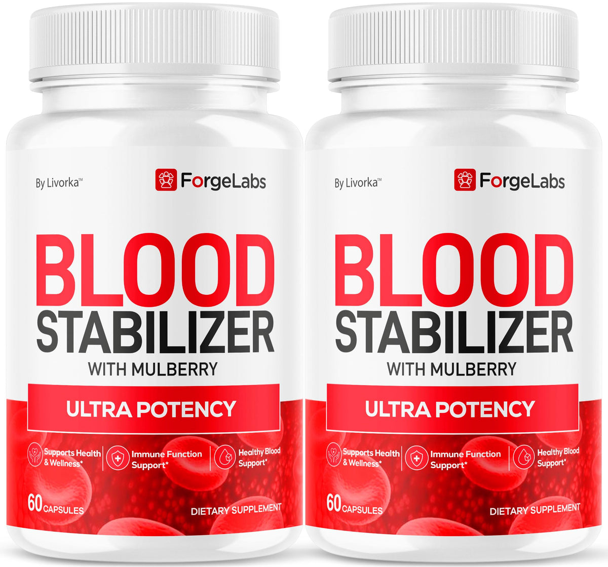 LIVORKA Forge Labs Blood Stabilizer pack-front with two bottles for daily wellness