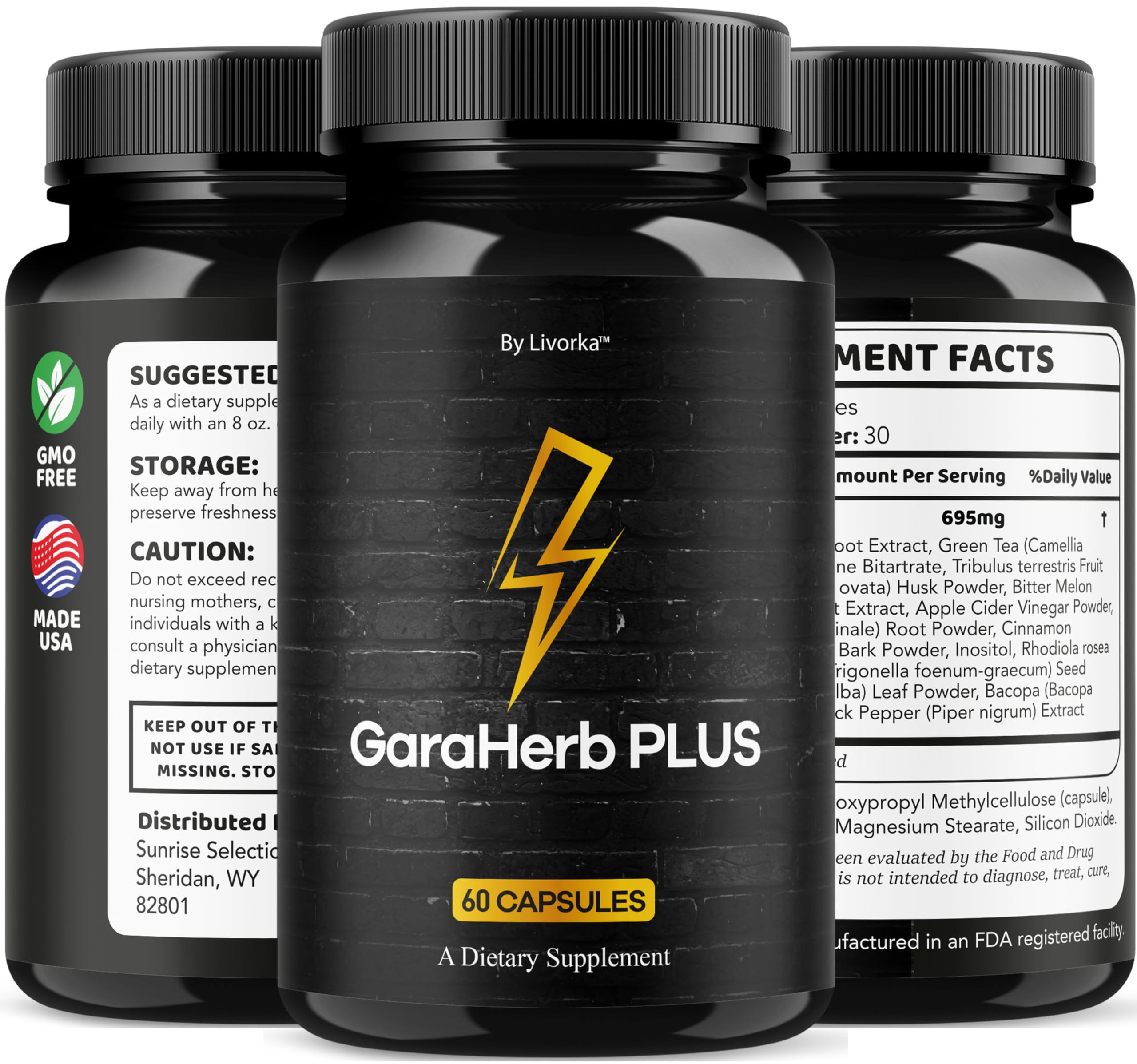 LIVORKA GaraHerb Plus daily use scene with a user taking capsule.