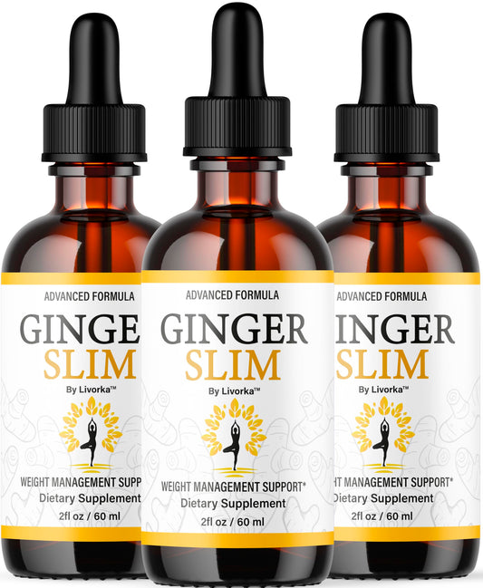 LIVORKA Ginger Slim Drops bottle front shows premium all-natural formulation for daily use