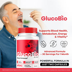 LIVORKA GlucoBio capsules bottle close-up highlighting maximum strength support.