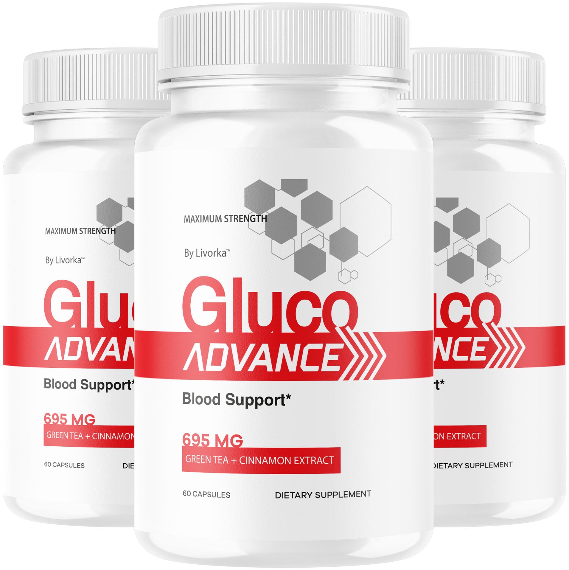 LIVORKA Gluco Advance 3-pack bottle front for daily wellness