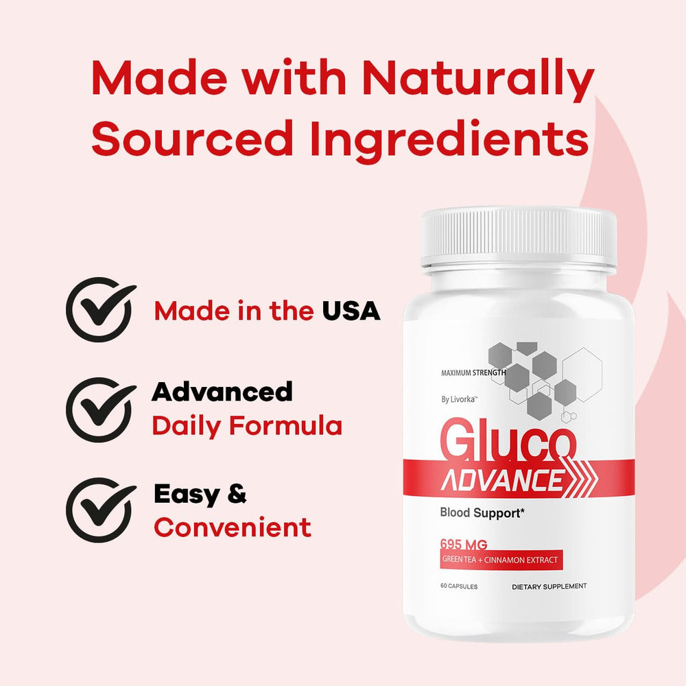 Three Gluco Advance bottles arranged for a three-month supply