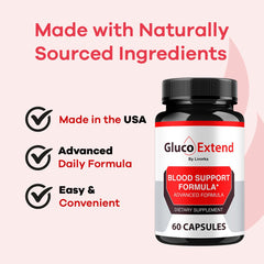 LIVORKA Gluco Extend capsule group shot emphasizing 60-capsule monthly supply.