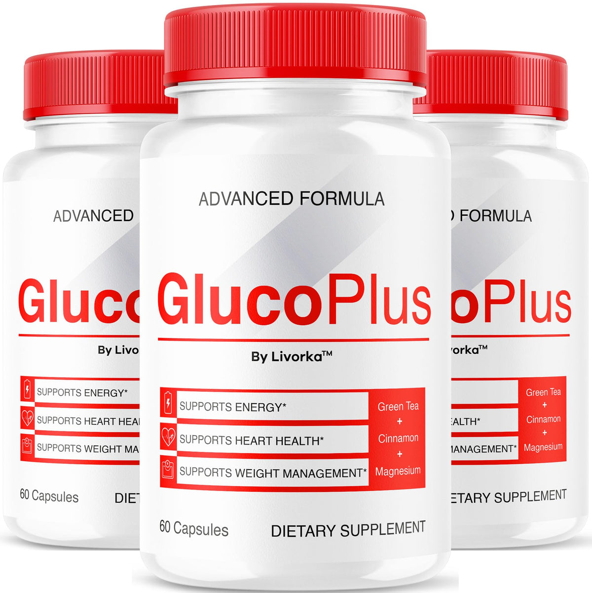 LIVORKA Gluco Plus 3-pack front view highlighting circulation support.
