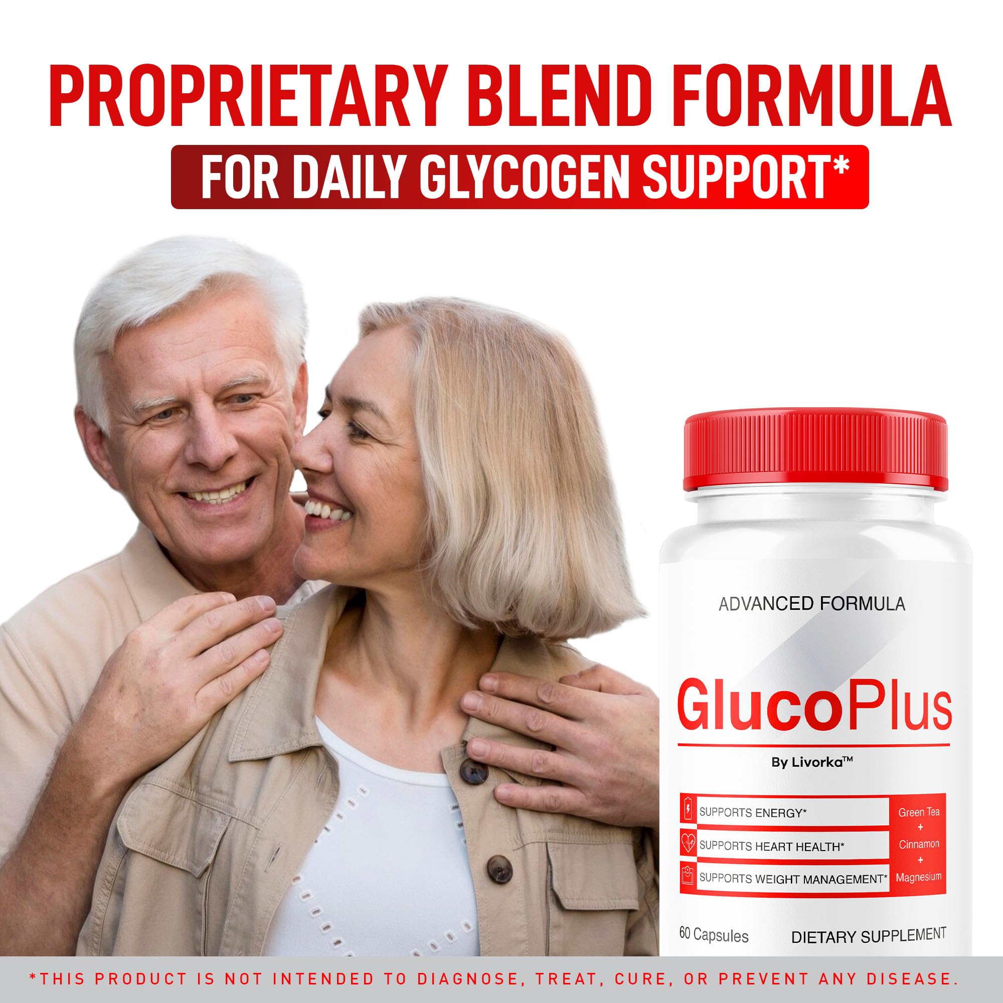 LIVORKA Gluco Plus capsules inside bottle illustrate convenient daily use.