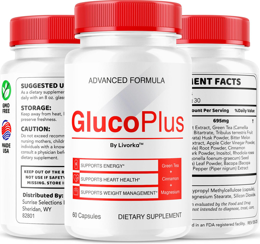 LIVORKA Gluco Plus made-in-USA symbol reinforces trusted quality.