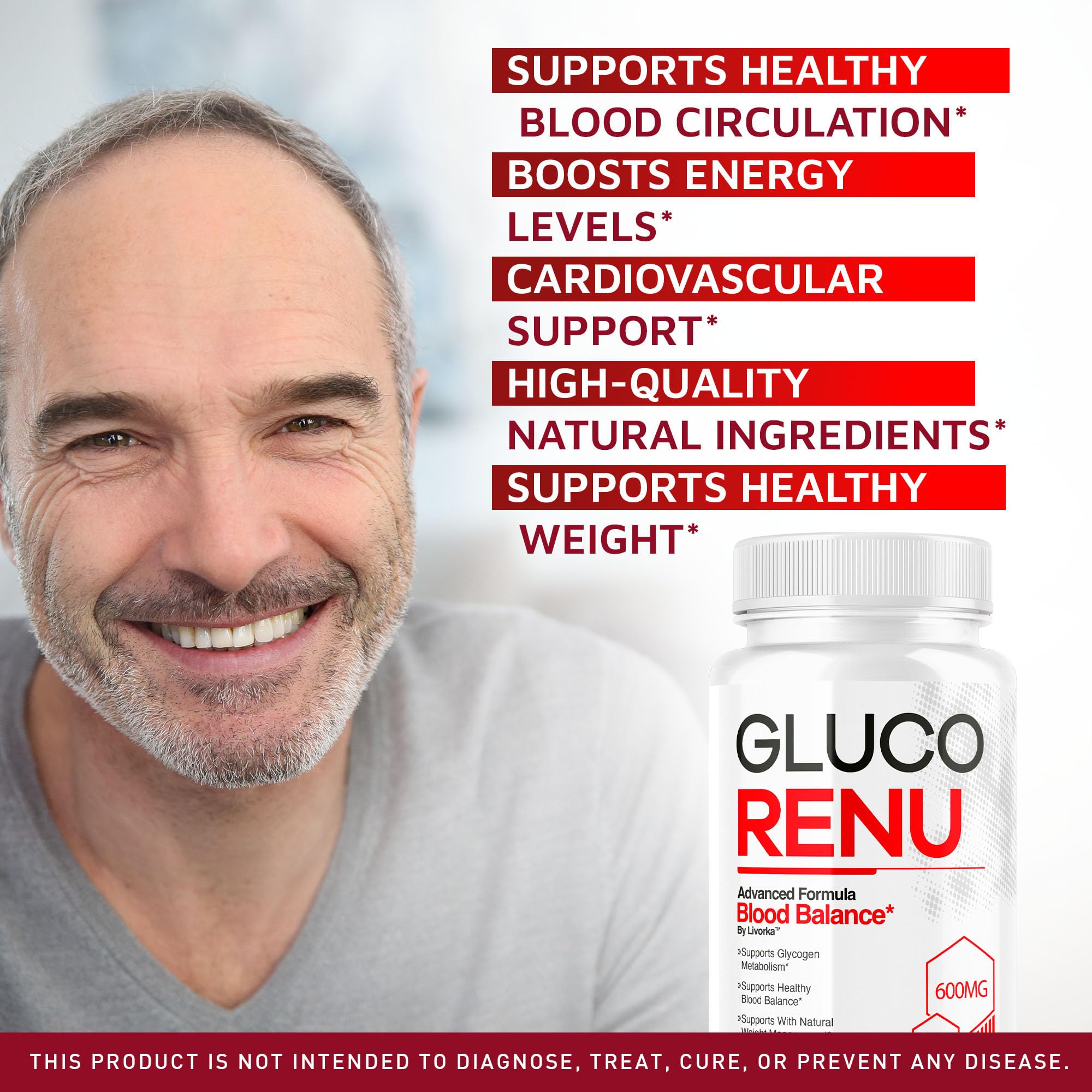 LIVORKA Gluco Renu capsules close-up for easy daily use.