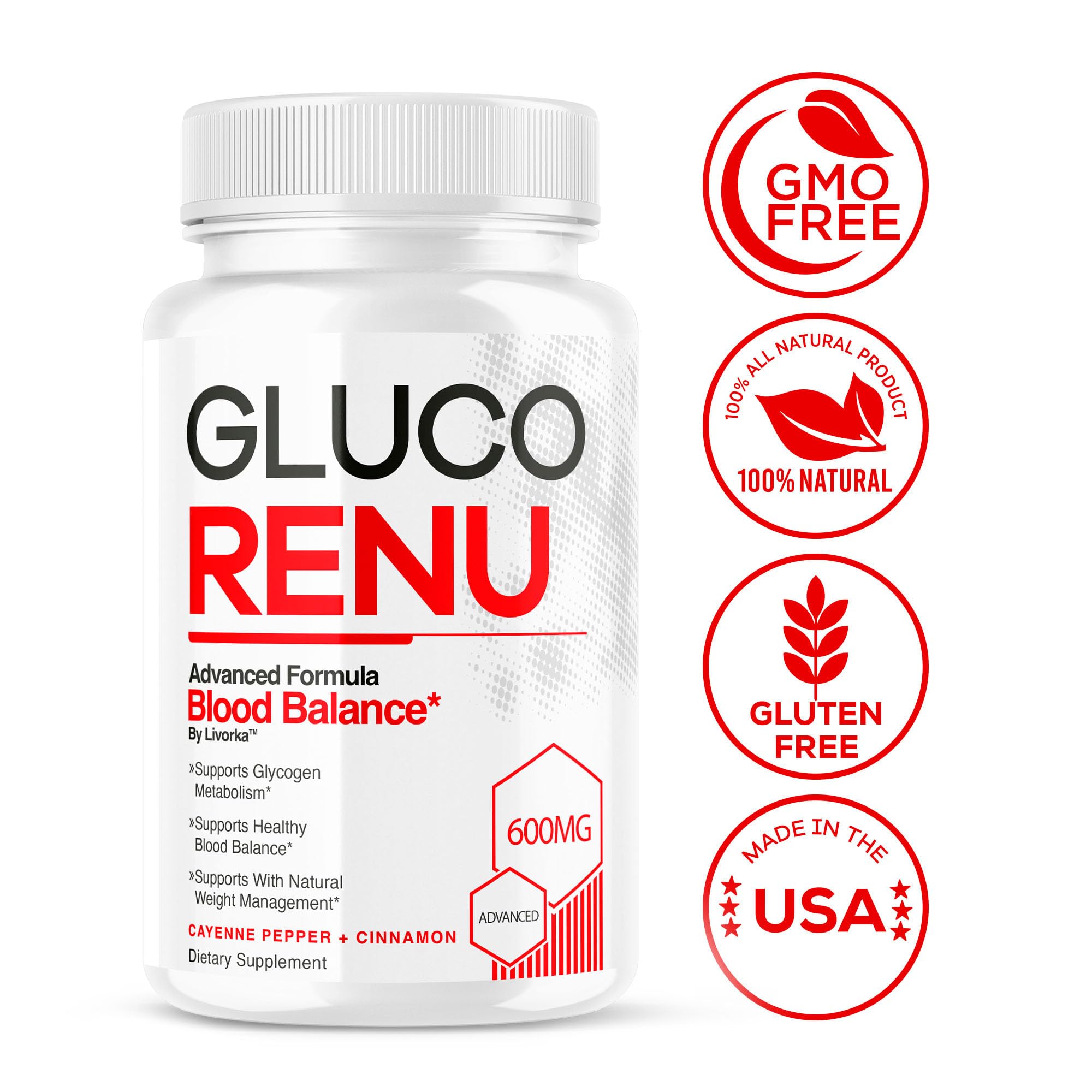 LIVORKA Gluco Renu vegan and Non-GMO formulation.