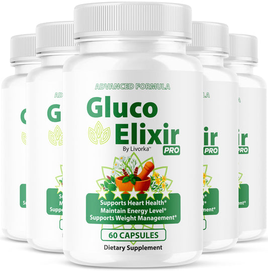 LIVORKA GlucoElixir Pro 5-pack front view for daily wellness support