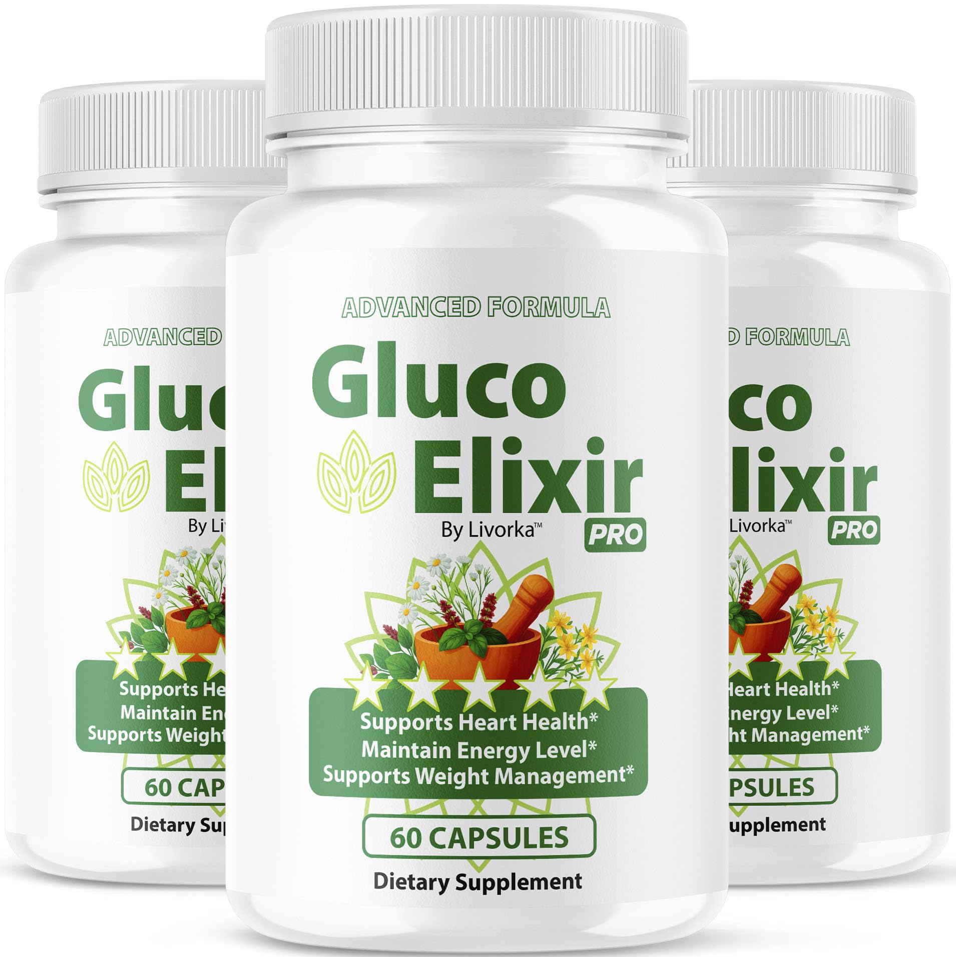 LIVORKA GlucoElixir Pro bottle front view supports daily wellness