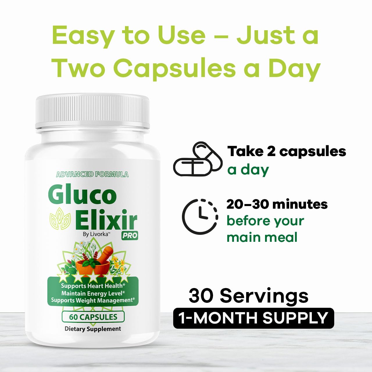 GlucoElixir Pro label highlights natural ingredient blend.