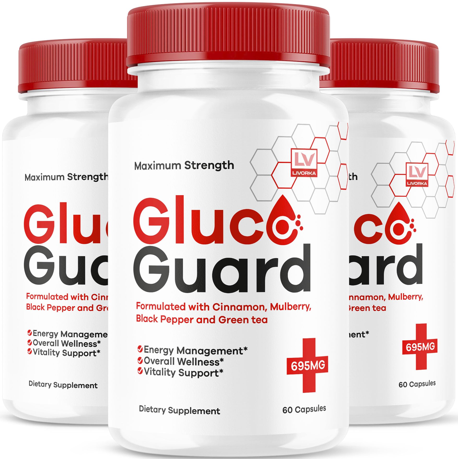 LIVORKA GlucoGuard bottle-front view for daily wellness support.