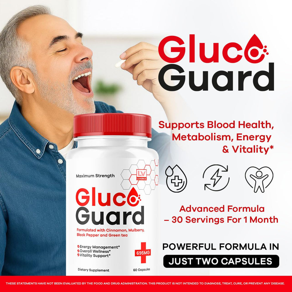 LIVORKA GlucoGuard capsules close-up highlighting natural ingredients.