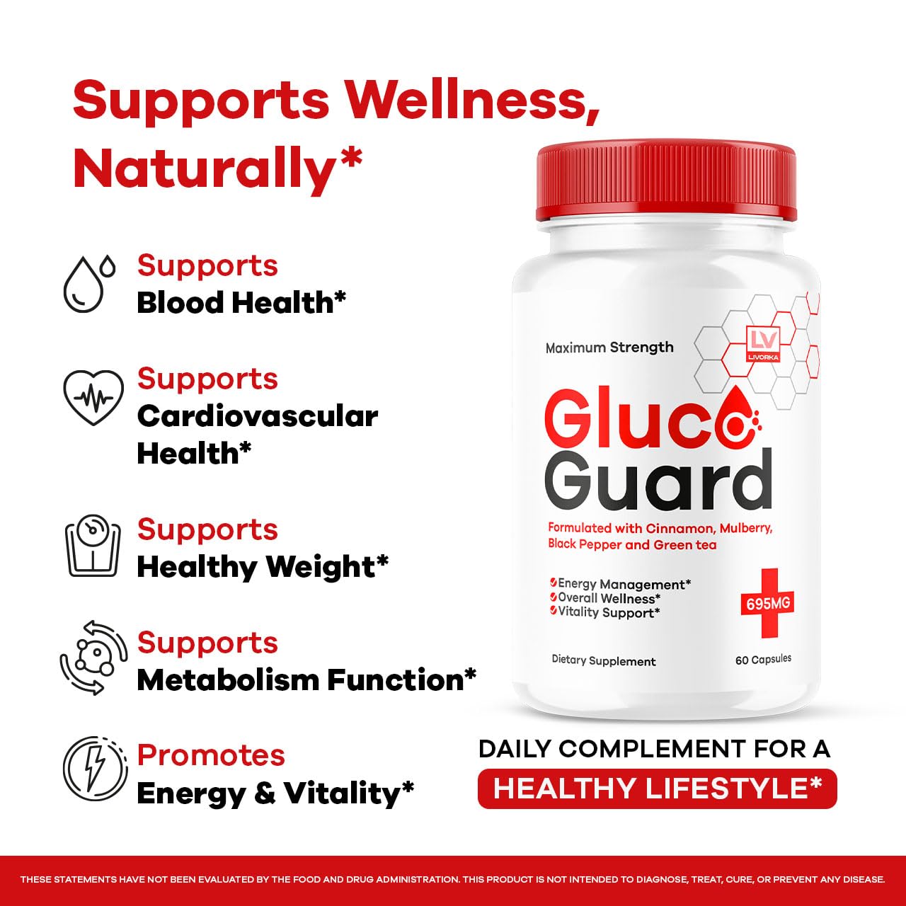 LIVORKA GlucoGuard packaging 3-pack for daily convenience.