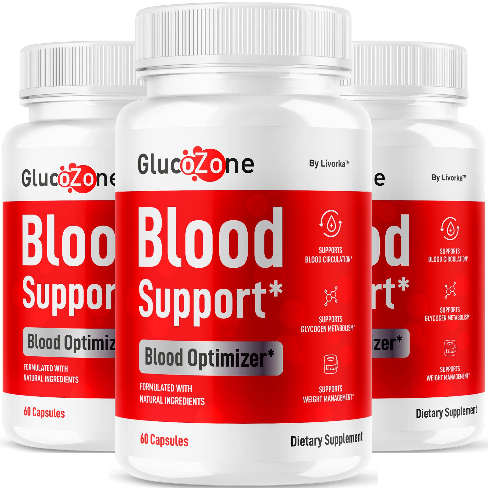 LIVORKA GlucoZone bottle front for daily wellness support.