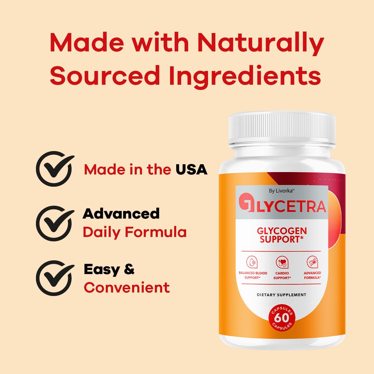 LIVORKA Glycetra label detail shows product name and dosage hint.