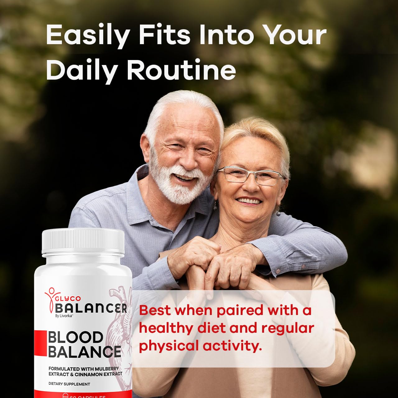LIVORKA Glyco Balancer in daily use scene, supplements with breakfast for routine wellness
