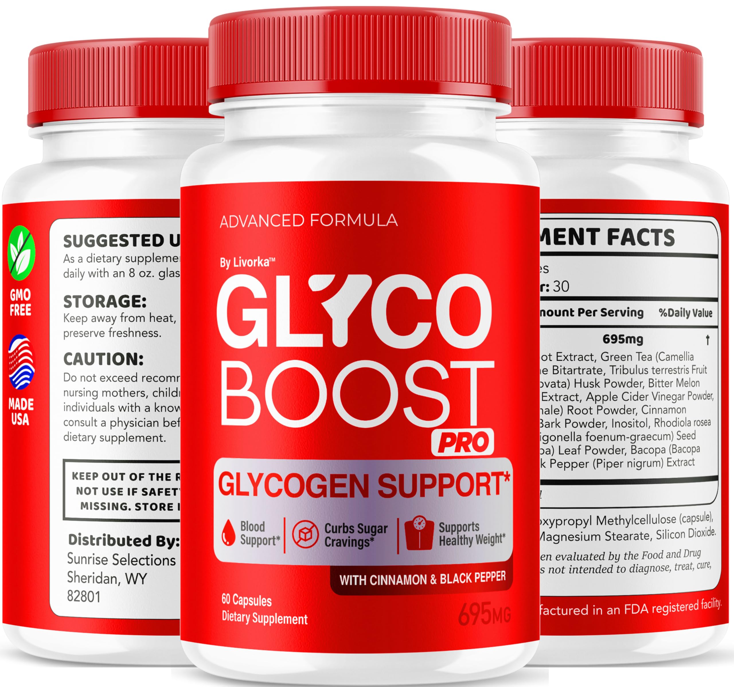 LIVORKA Glyco Boost Pro packaging design for 2-month supply.