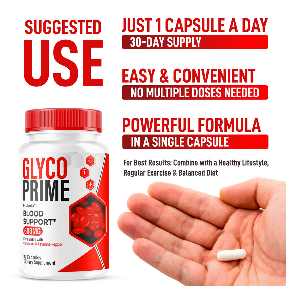 LIVORKA Glyco Prime capsules label close-up showcasing premium formula.