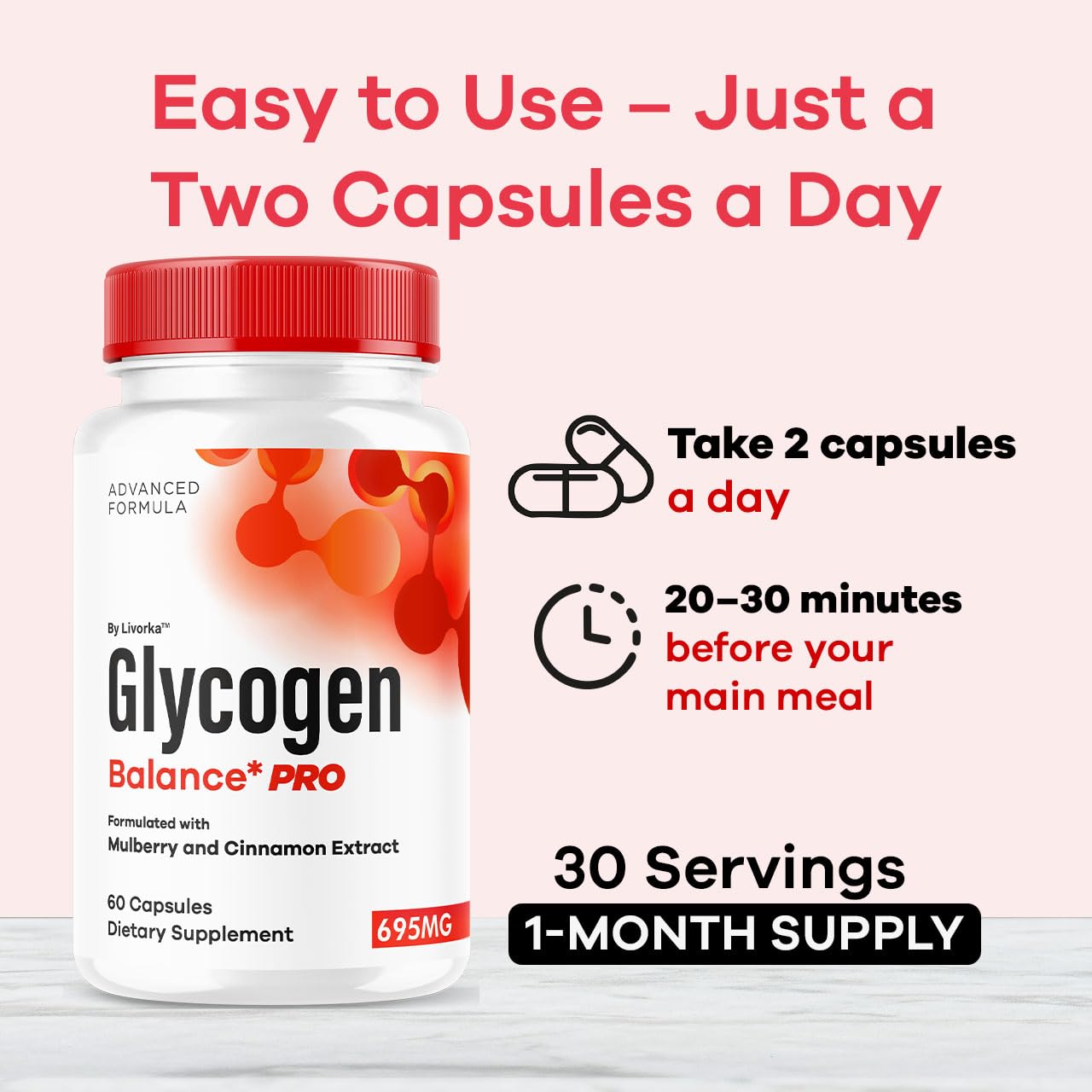 LIVORKA Glycogen Balance Pro 3-pack on desk ready for routine