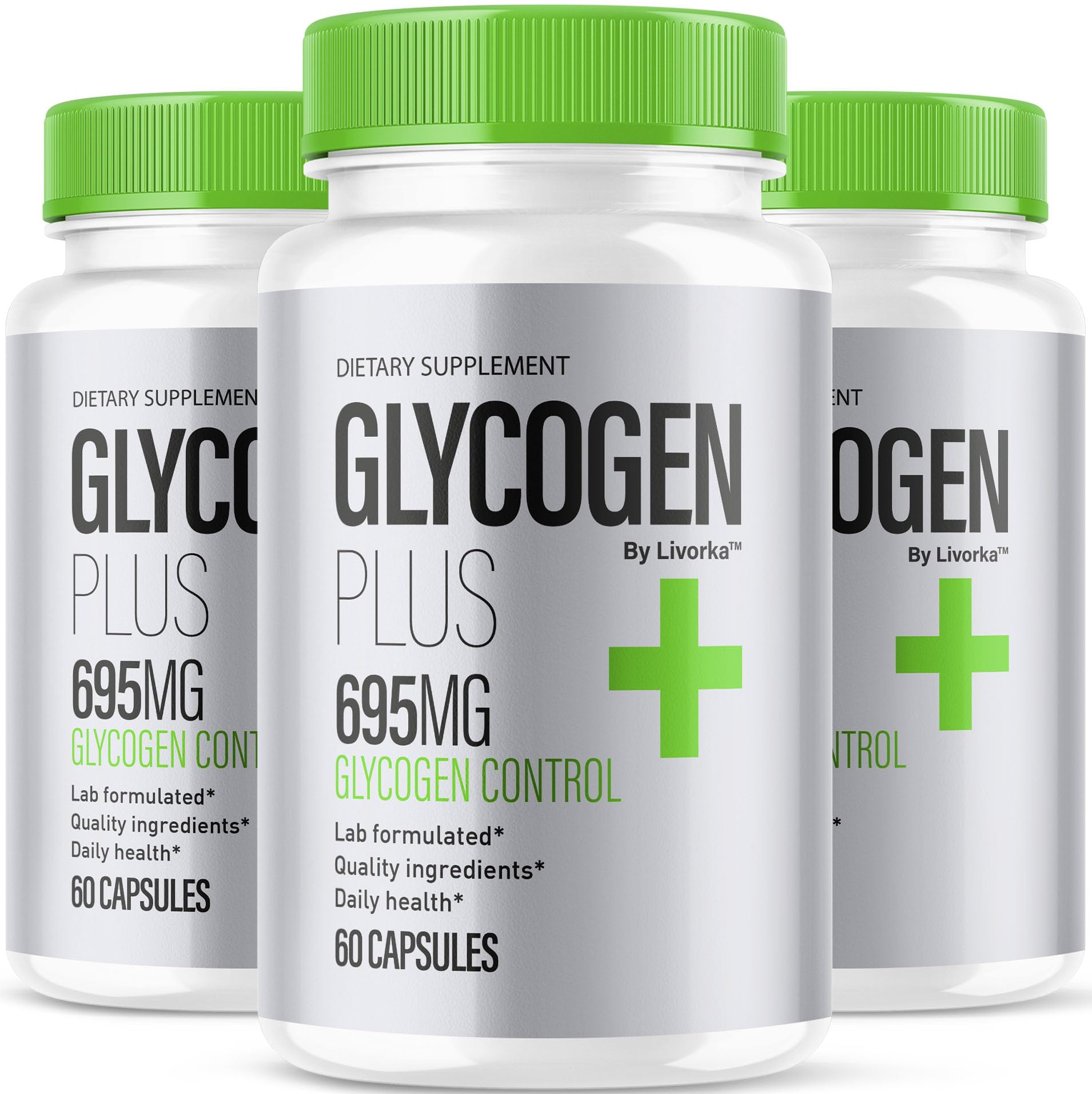 LIVORKA Glycogen Plus bottle front view supports daily wellness routines.