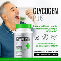 Closeup of Livorka Glycogen Plus capsules highlighting 600 mg per serving