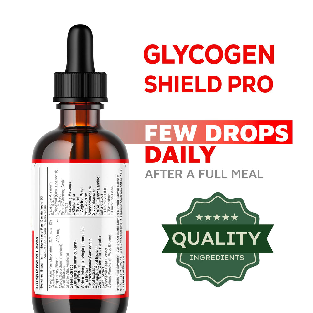Glycogen Shield Pro drops being poured for quick dosing.