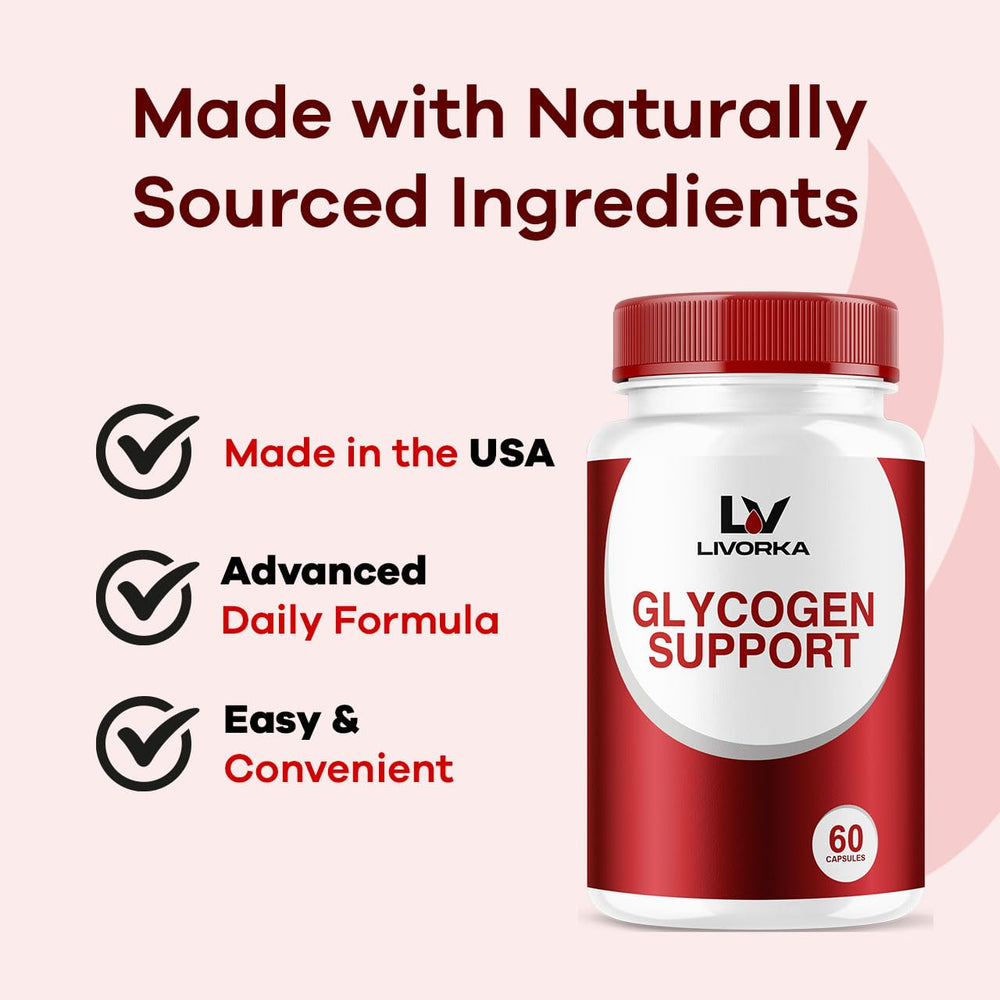 LIVORKA Glycogen Support bottle side view with nutrition info