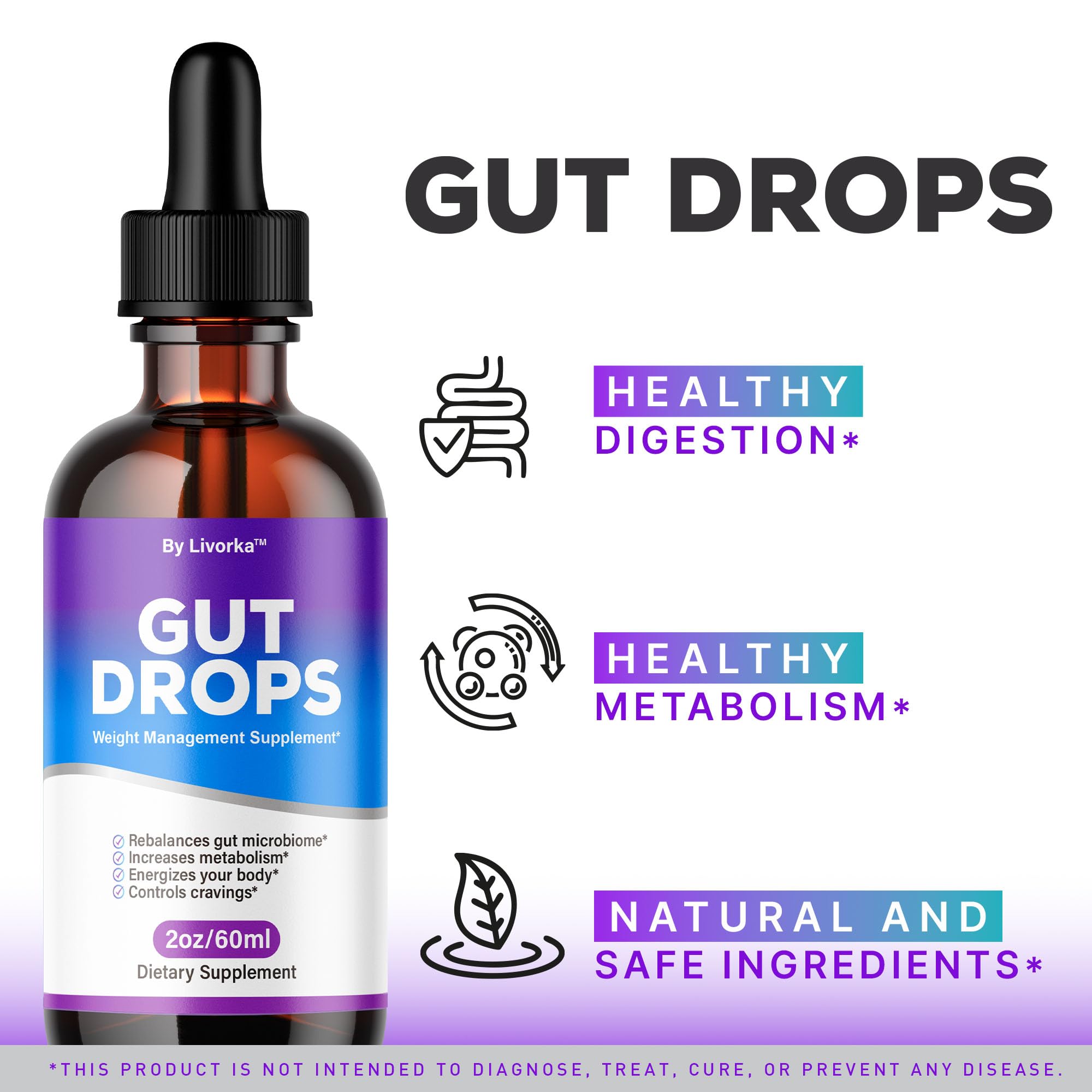 LIVORKA Gut Drops bottle being poured for convenient liquid dosing