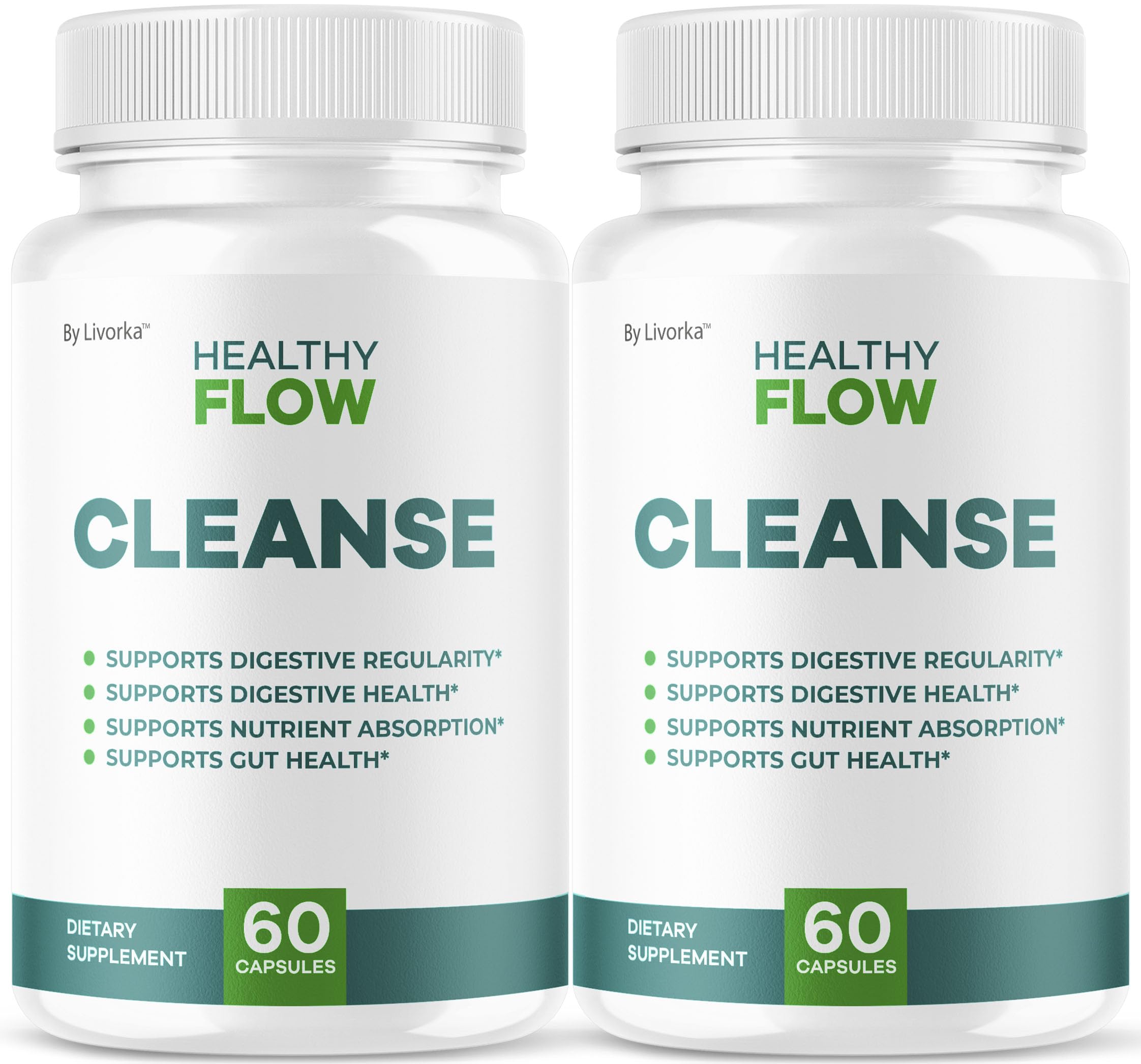 LIVORKA Healthy Flow Cleanse bottle front for daily digestive support.