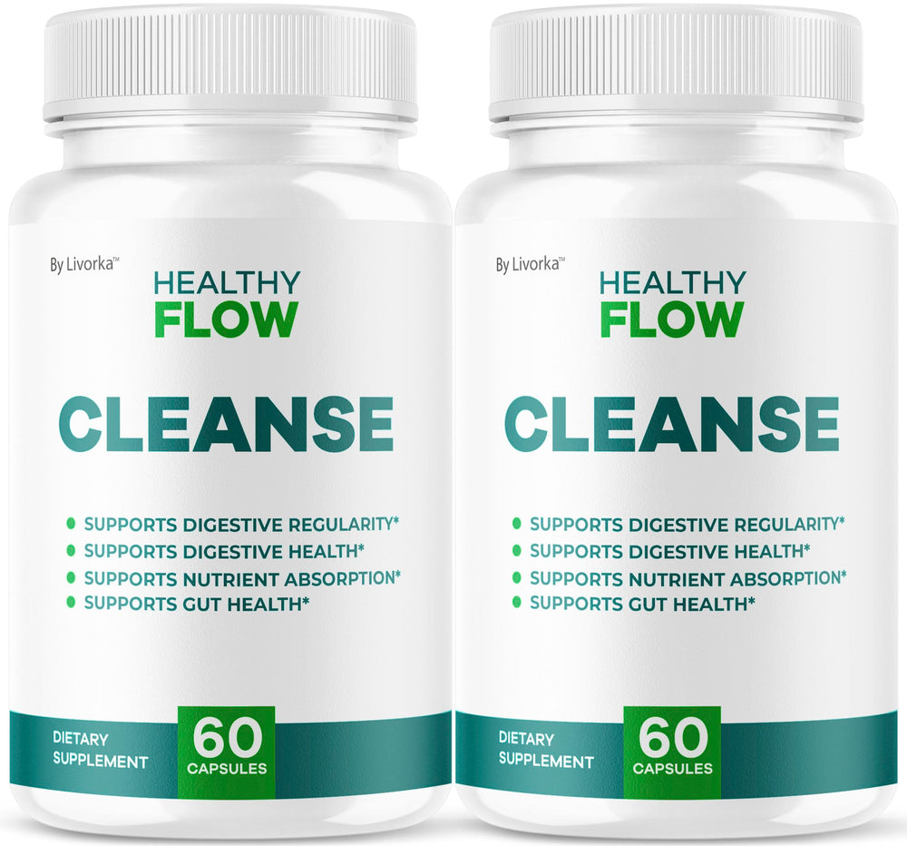 LIVORKA Healthy Flow Cleanse bottle front for daily digestive support.