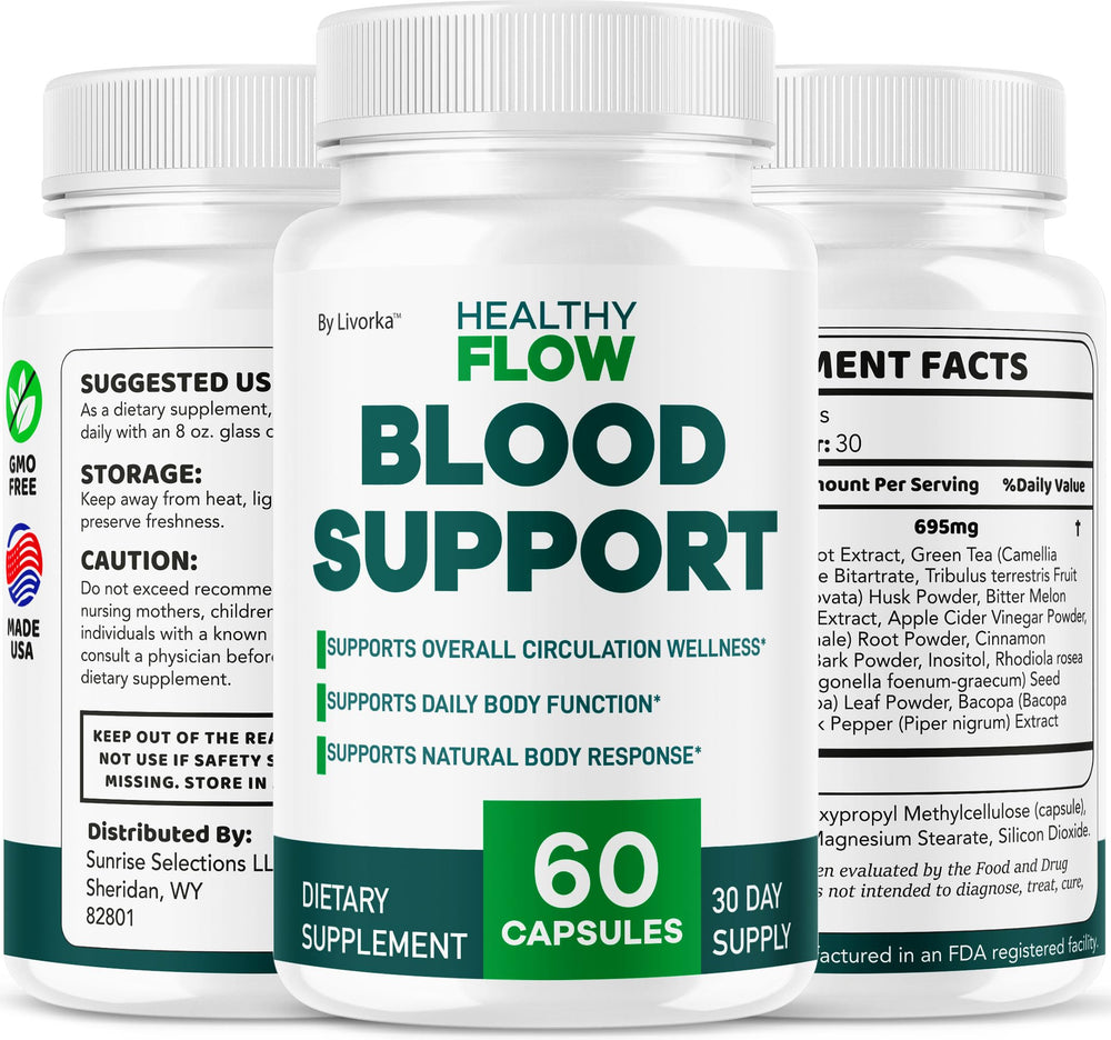LIVORKA Healthy Flow nutrition facts panel and capsule count